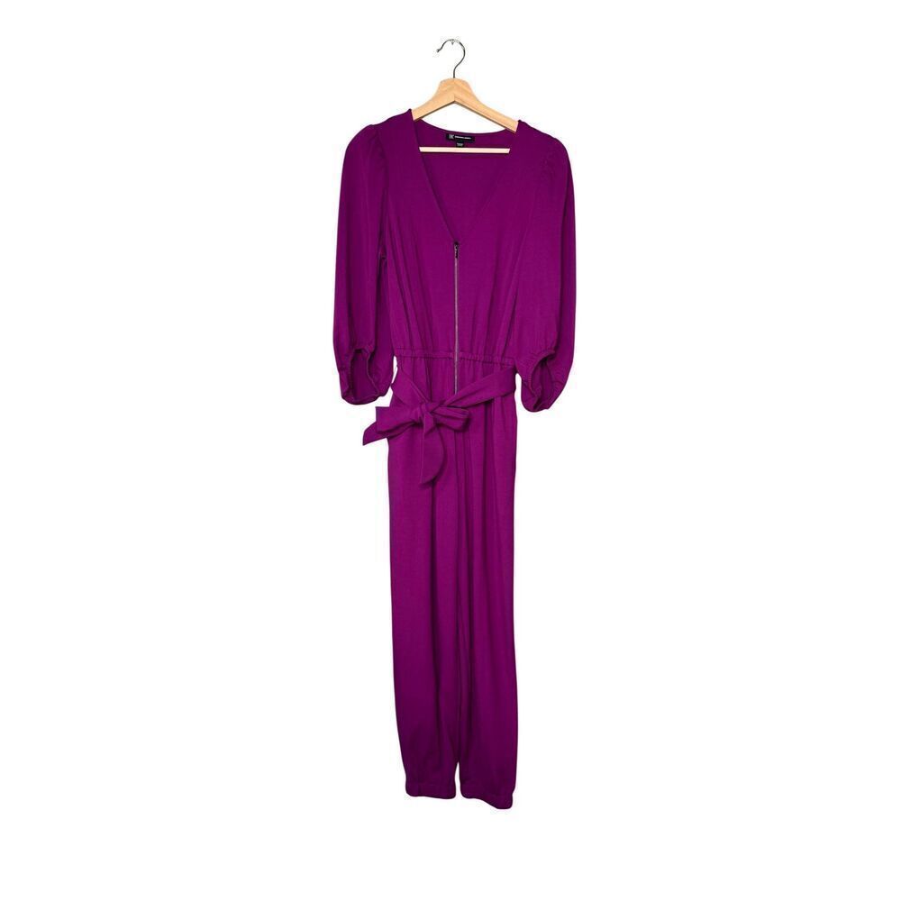 INC International purple V neck bishop sleeve jumpsuit size M - Picture 5 of 16